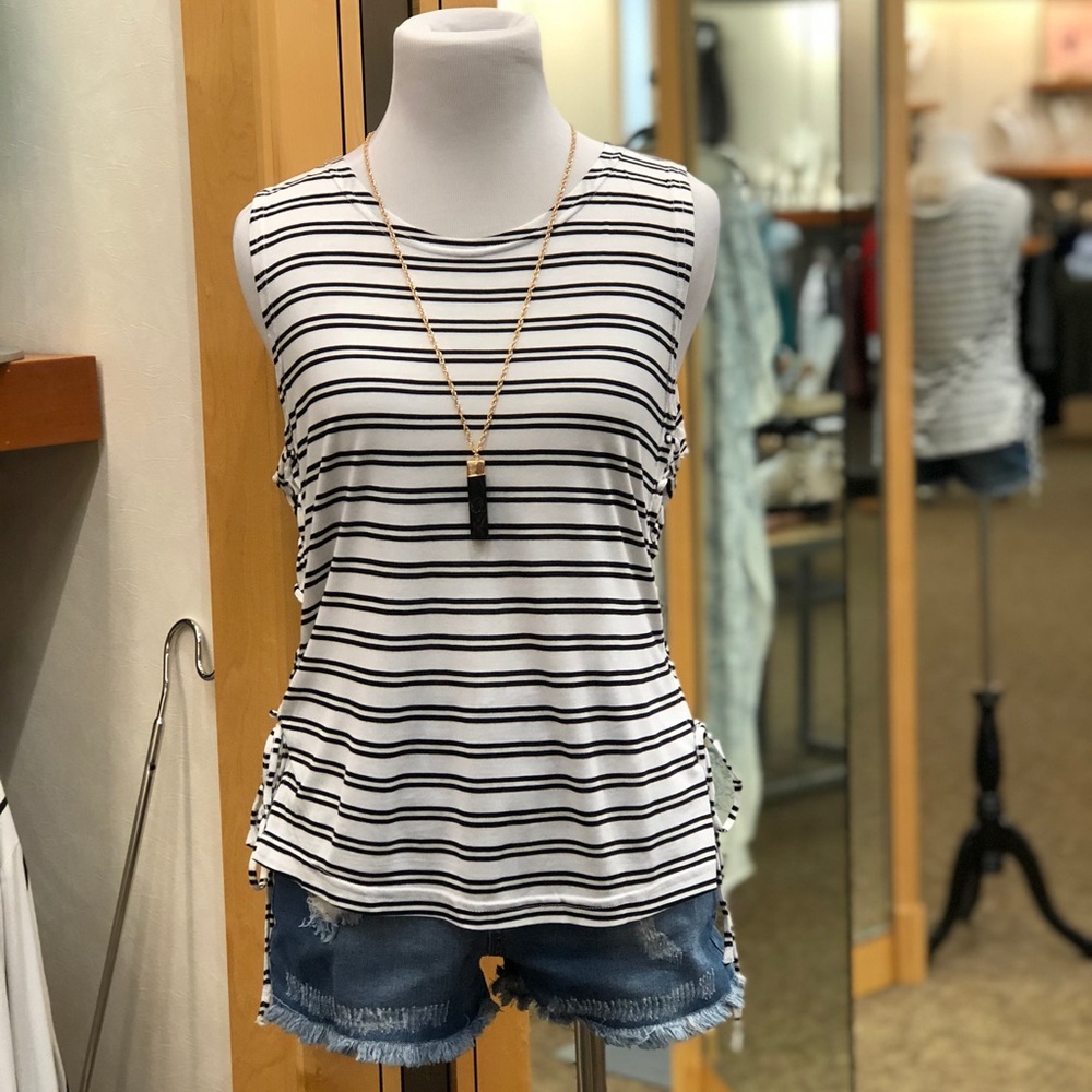 New with tags Black and white stripped tank